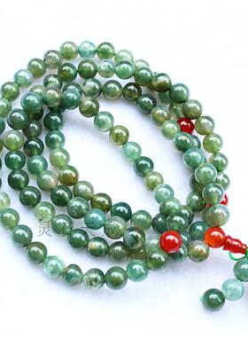 天然水草玛瑙佛珠手链