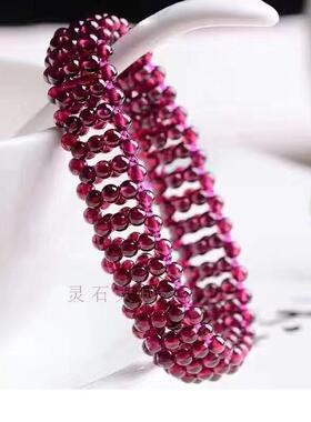 天然酒红石榴石编织百搭饰品手链