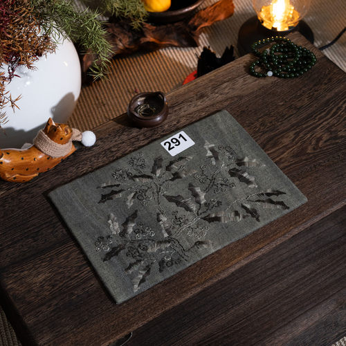 【与山翁】山茶花手工刺绣茶席底搭大号茶道周边用品定制刺子绣