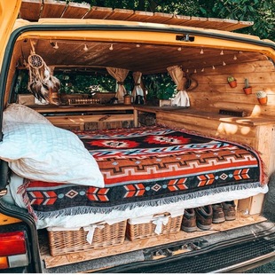 汽车后备箱摆摊毯子车尾箱集市装饰挂布露营氛围布置编织艺术挂毯