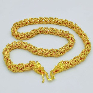 光珠越南沙金项链男正品999仿黄金佛珠龙链子加粗纯金色久不掉色
