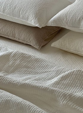 MaxHome 外贸 | 韩国全棉绗缝薄被床盖纯棉厚床单酵素砂洗 三件套