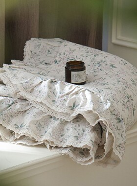 雅致碎花棉麻床盖三件套夹棉床单不皱不滑动可机洗不变形柔软裸睡