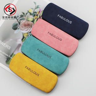 厂家供应眼镜盒羊巴皮铁盒时尚 简约ins女韩防压便携文艺复古印LOG