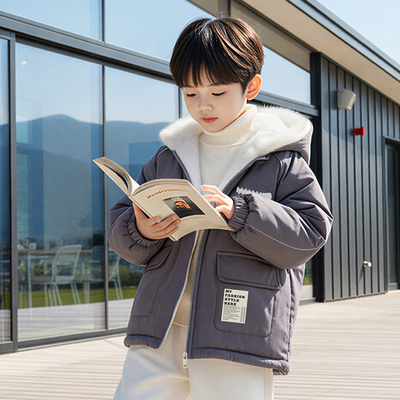 男童冬装外套2025新款中小儿童男孩冬季加厚兔毛保暖秋冬款棉服
