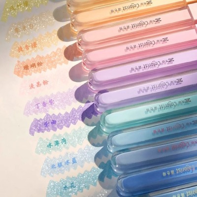 高颜值闪光荧光笔彩色记号笔手账