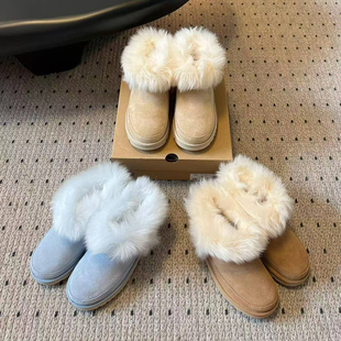 厚底长毛雪地靴女时尚2025年新款蒂茨库特羊皮毛一体百搭加绒短筒