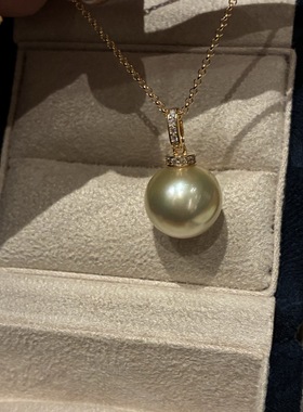 灵动奶嘴经典款天然14-15mm海水南洋金珠大吊坠基本正圆极微瑕