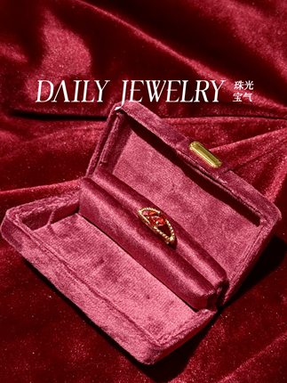 天然墨西哥火欧泊S925纯银镀18K金镶嵌戒指小众原创设计轻奢气质