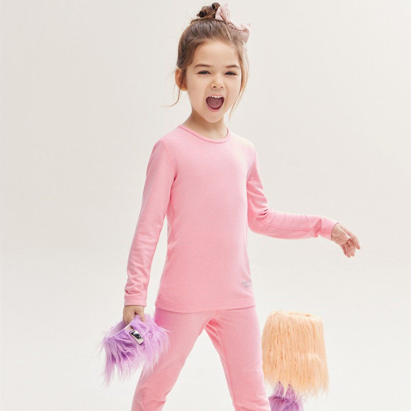 爱慕儿童官方正品牌保暖内衣男女孩冬季双层加厚圆领长袖上衣长裤