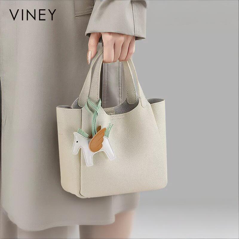 Viney水桶包包女款2026新款女包夏季真皮手提菜篮子包单肩斜挎包图片