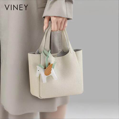 Viney水桶包包女款2026新款女包夏季真皮手提菜篮子包单肩斜挎包