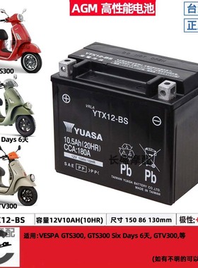 维斯帕VESPA GTS300 GTS250 GTV300 RAGT150 比亚乔X7电瓶蓄电池