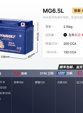 猎变小肥鹅洛嘉海兰德HLD125 12N6.5AL -3B 6MF6.5L-2电瓶蓄电池