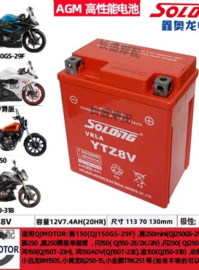 QJ钱江鸿150ADV都市 闪150 250赛250mini犟版逸250摩托车电瓶电池