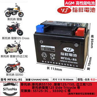 双狮牌SS125-3C斯托纳猿猴长颈鹿SS150边三轮125猴子Dax电瓶电池
