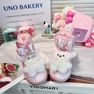 女童雪地靴女款2025新款冬季儿童东北加绒加厚雪地棉防水防滑宝宝