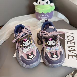 儿童加棉运动鞋秋冬季2026新款女童鞋子加绒老爹鞋女款薄绒二棉鞋