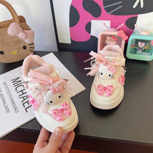 女童鞋子2026新款春款粉色低帮板鞋儿童春款运动鞋女皮面防水女鞋