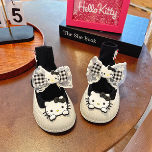 黑色浅口单鞋魔术贴玛丽珍帆布鞋女童鞋子2026新款儿童饼干鞋女款