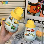 男孩小汽车挖掘机儿童洞洞鞋 夏天外穿防滑男童宝宝小朋友小童拖鞋