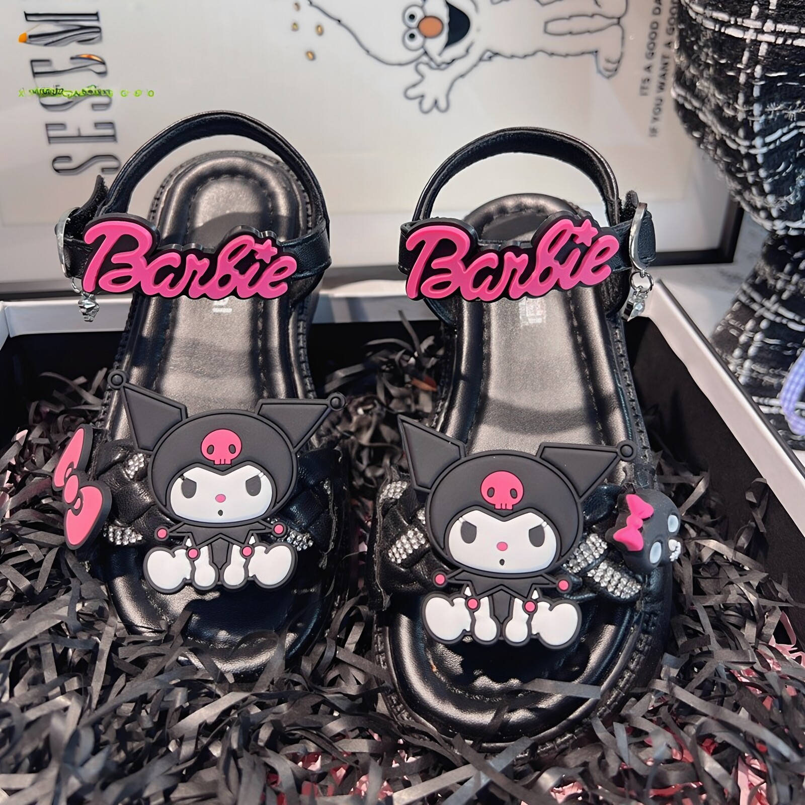 女童夏天凉鞋女款2026新款儿童夏日黑色酷洛米女鞋女孩爆款鞋子女