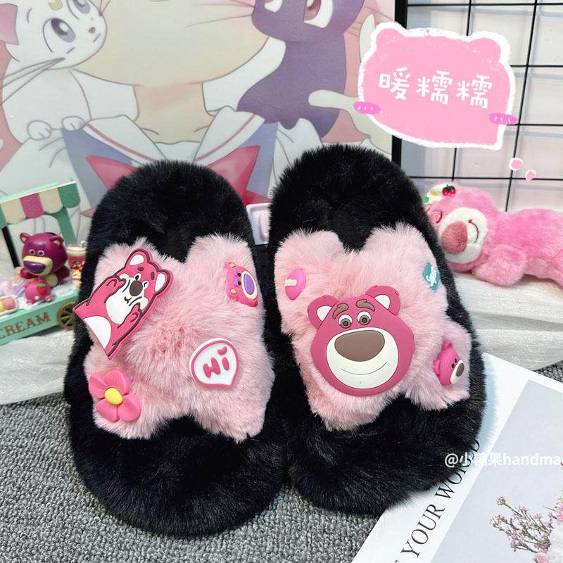 女童高颜值拖鞋秋冬儿童室内棉拖鞋可爱搞怪卡通家居毛绒棉拖冬天