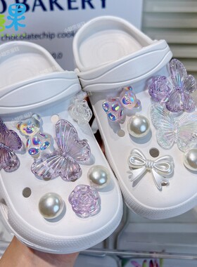 女童白色一体拖鞋夏日户外泳池游泳外穿洋气儿童蝴蝶洞洞鞋可湿水