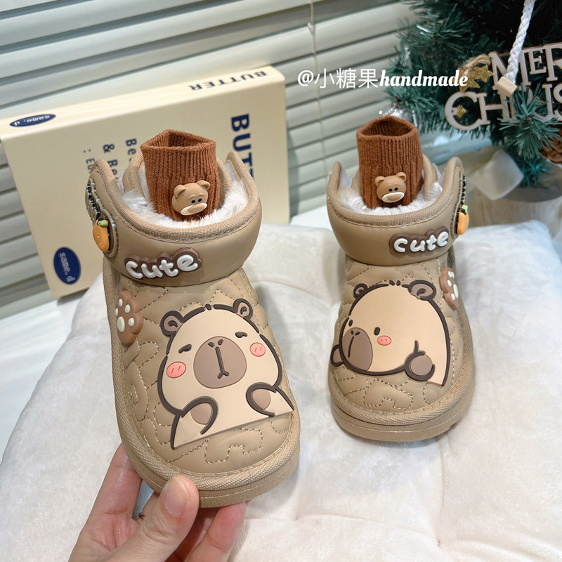 卡通男童雪地靴加绒冬季