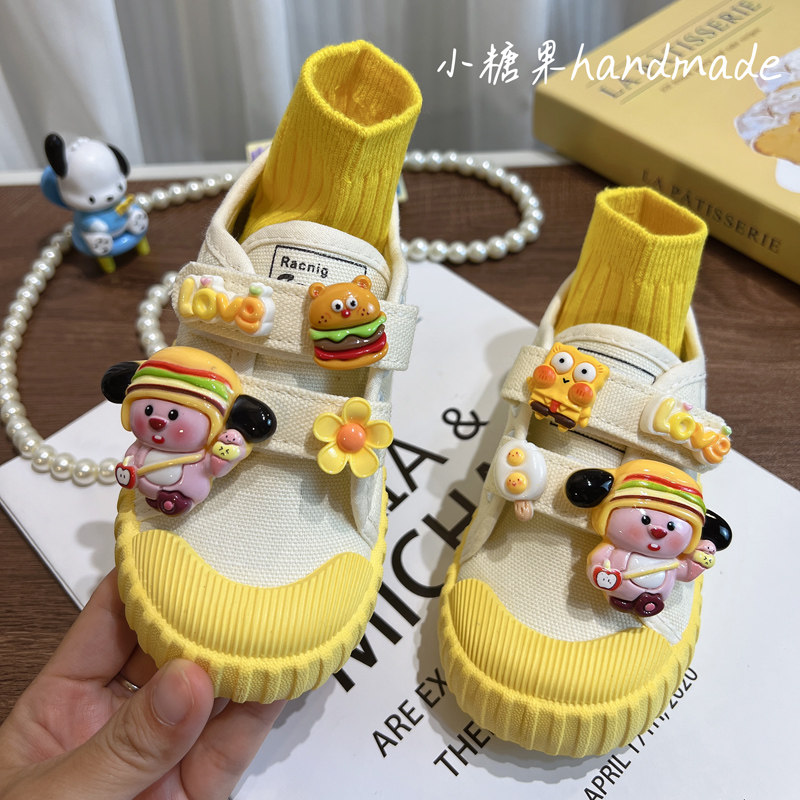 女童鞋子帆布鞋2026新款春秋儿童幼儿园宝宝入园室内鞋女孩饼干鞋