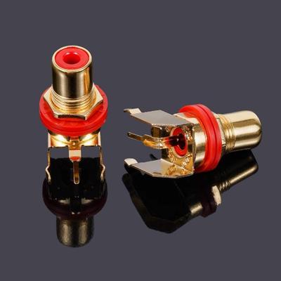 纯铜 镀金 插板式RCA插座 莲花插座 超CMC PCB式安装插座