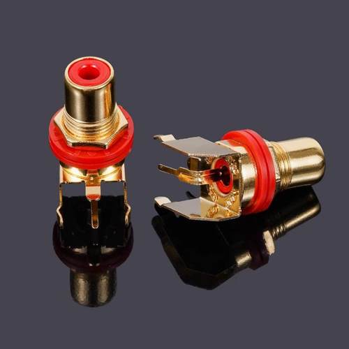 纯铜 镀金 插板式RCA插座 莲花插座 超CMC PCB式安装插座