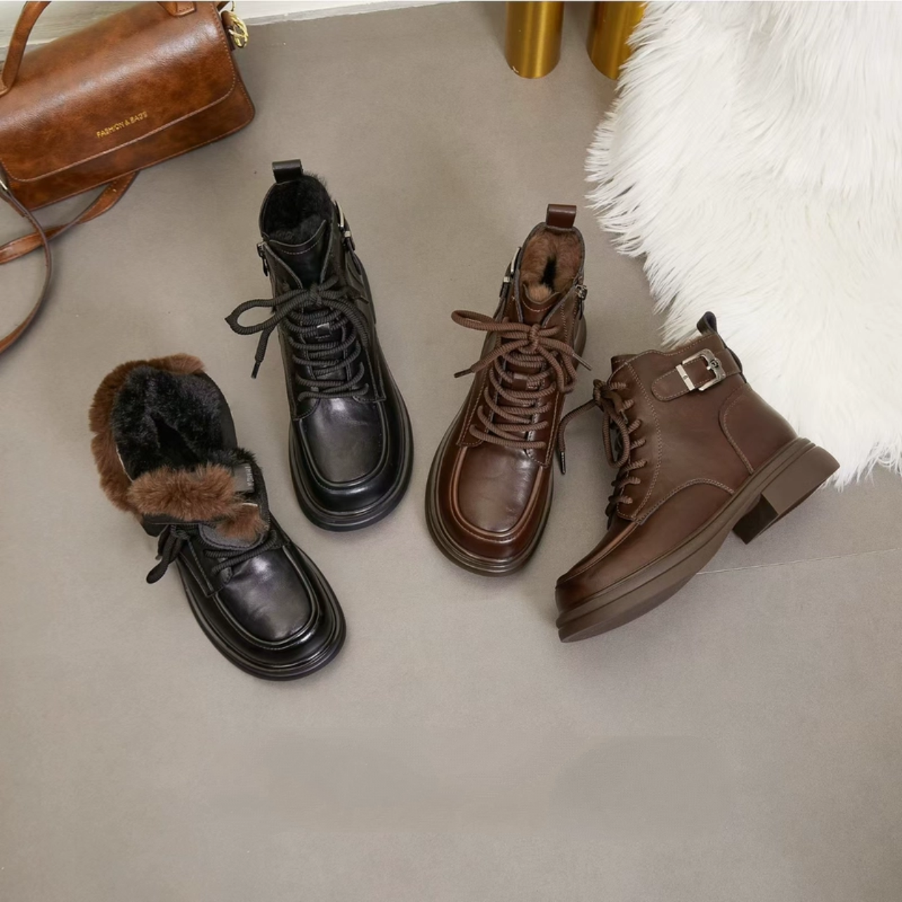 25冬季新款加绒保暖女鞋马丁靴