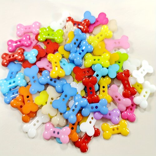 50个混色随机发 骨头形状塑料纽扣儿童服饰缝纫用品DIY配件