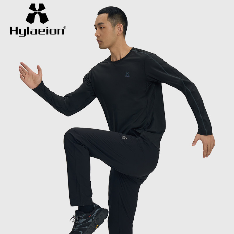 Hylaeion热带雨林户外运动透气T恤男士春秋弹力薄款速干圆领长袖
