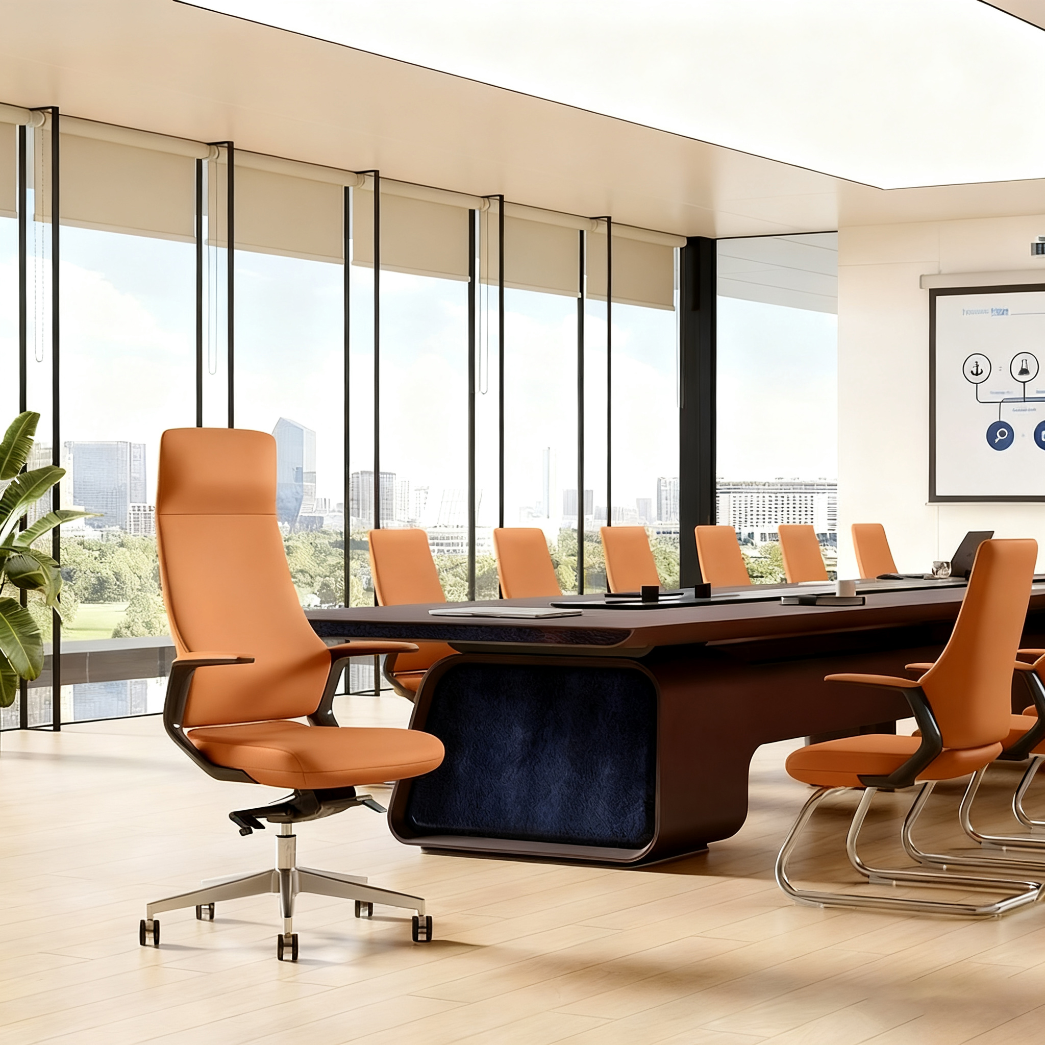 轻奢真皮老板椅会议椅高档商务办公椅电脑椅子舒适久坐可升降座椅