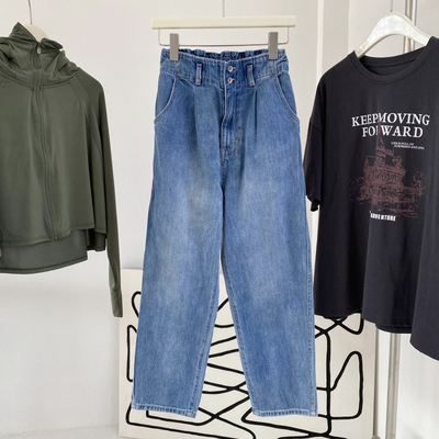 GW日单柔软直筒牛仔裤女