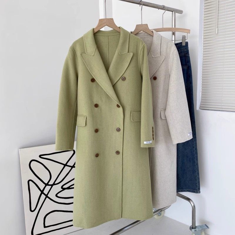 不退不换！W2229# 双排扣冬款中长款女双面绒羊毛大衣外套 1.28KG,女装/女士精品,毛呢外套,淘宝优惠券,粉丝福利购,淘宝优惠卷