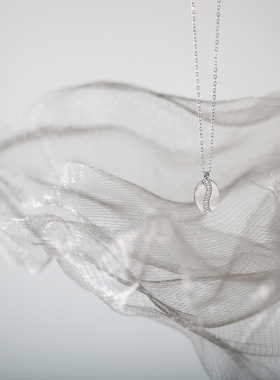 小众设气质高级感微镶钻咖啡豆几何椭圆项链钛钢锁骨链