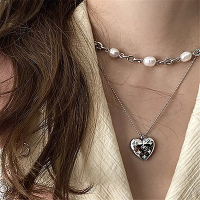 钛钢叠戴组合天然珍珠网红同款