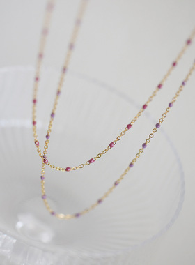 简约甜美波西米亚风彩色豆豆圆珠滴油多巴胺项链