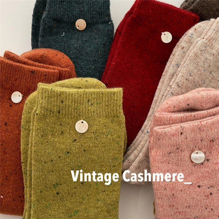 复古扣子彩点绵羊毛袜堆堆袜秋冬保暖中筒袜女  0.05KG