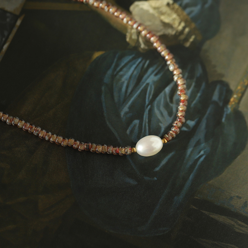 天然淡水珍珠小米珠复古项链