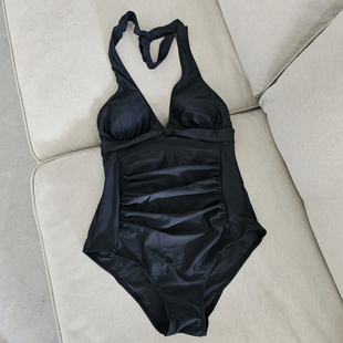 0.2KG 外贸气质露背黑色连体绑带泳衣 包邮