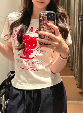 韩国ins小众~恶魔kt猫印花减龄显瘦短袖T恤女上衣