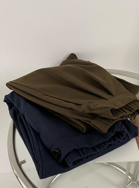 包邮！8527#ins韩系厚实纯色简约高腰直筒长裤休闲裤  0.51KG