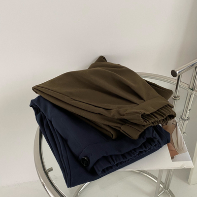 简约高腰纯色长裤休闲裤