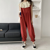 包邮 3721 小清新百褶荷叶边宽松阔腿灯芯裤 连身衣连体裤 0.38KG