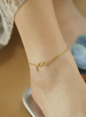 简约优雅无限符号8字星星钛钢镀18K金脚链