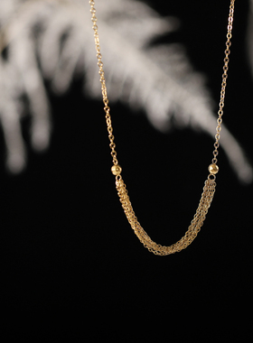 简约高级感小众项链银河素链镭射金珠多层链锁骨链钛钢镀金